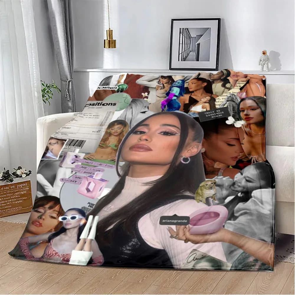 Coperta stampata Coperte da picnic Cantante A-Ariana Grande Coperta calda Coperta morbida e confortevole Regalo di compleanno per viaggi a casa