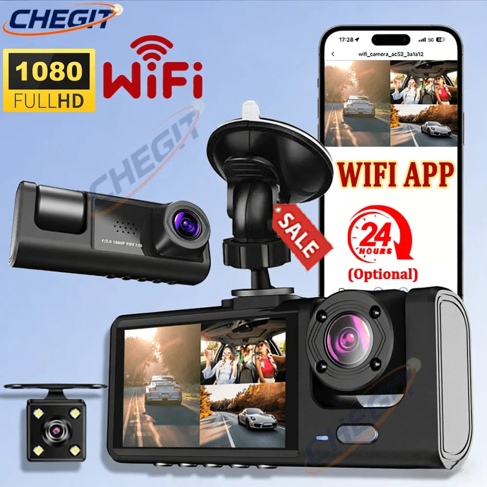 1080P WiFi Car Dvr 2/3 Camra DashCam for Car Camera for Vehicle Video Recorder Front Optional Camera Rear Night Vision Dashcam