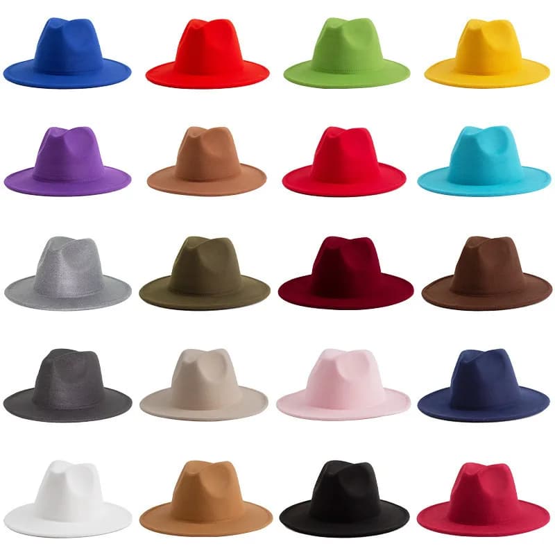 Autumn Winter Womens Felt Hat Fedoras Big Brim Hats For Women British Style Vintage Church Hats Lady Flat Brim White jazz cap