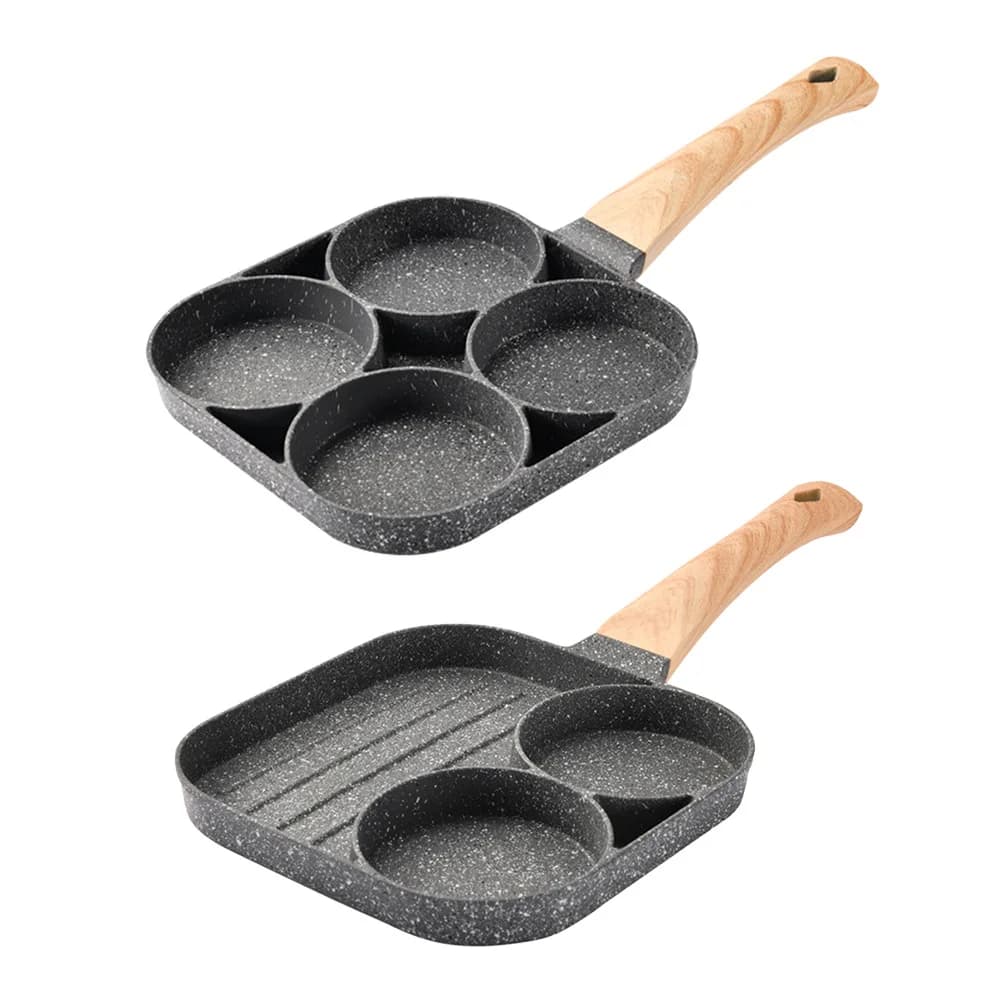 Set of non-stick frying pans for kitchen frying, set of 4 holes medicinal stone pans