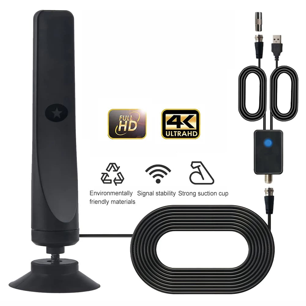 Supporto antenna TV digitale Antenna TV a ventosa 4K 1080P Portata 50 miglia Antenna ad alto guadagno 25DBI Plug Play per TV digitale intelligente