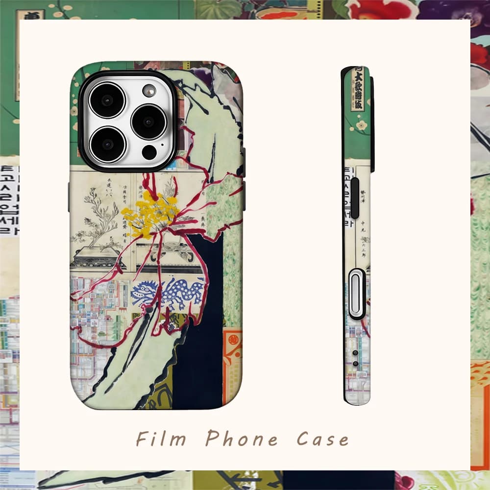 Custodia per telefono in rattan verde Graffiti China-Chic per IPhone 16 15 14 13 12 11 X XS XR XSMAX 7 8 Pro Max Plus Cover posteriore a doppio strato