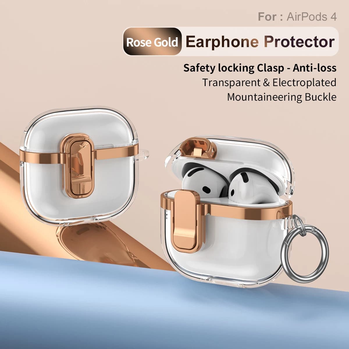 Electroplated Locking Transparent Headphone Cover For AirPods Pro 3 2 3 4 Wireless Charging Box Earphone Protector For AirPods
