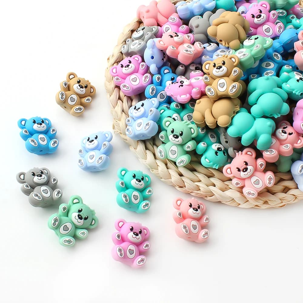 5/10/20 Pz 3D Perline di Silicone Animale Orso Forma Perline Focale Per Il FAI DA TE Penna di Perline Creazione di Gioielli Braccialetto Materiale Artigianale regali