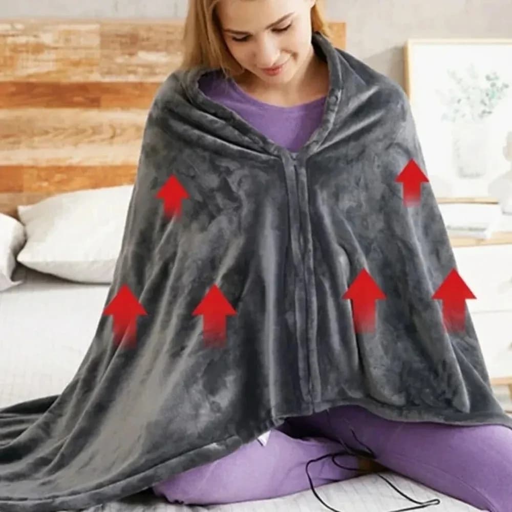 Coperta Riscaldante in Velluto Corallo con 8 Aree Riscaldate e 3 Livelli di Calore, Design Indossabile, Sciarpa Riscaldante USB Portatile per Uso Domestico