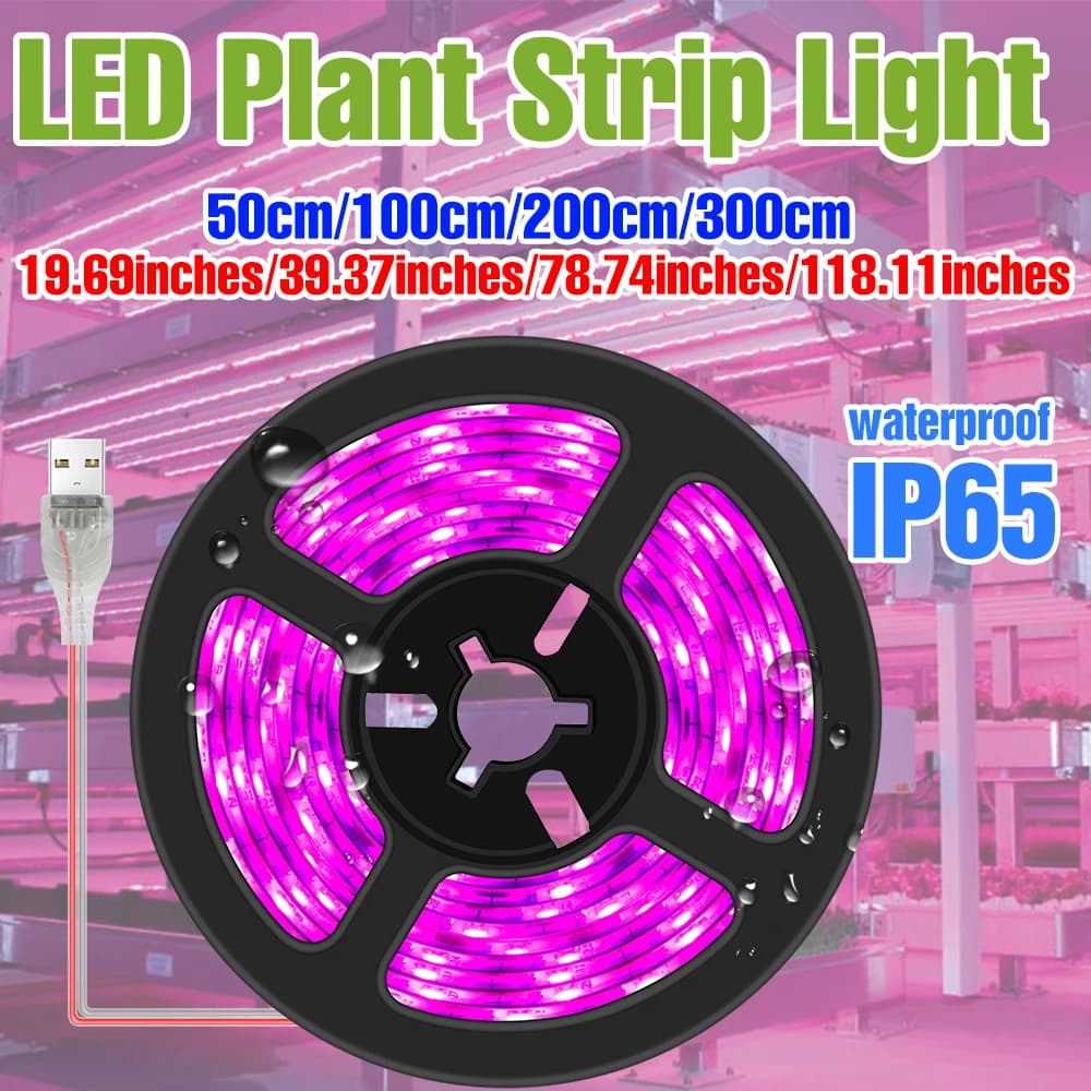 5V Full Spectrum USB Indoor Grow Light Strip LED Plant Cultivation Lamp Greenhouse Seeds Potted Flowers Growth Box Fill Lighting