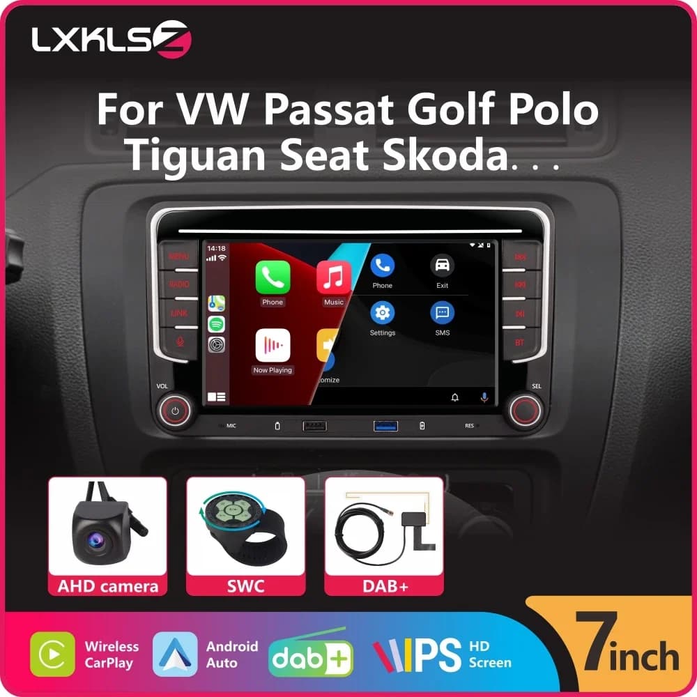 Autoradio 2Din con BT DAB + Wireless Carplay AndroidAuto per Volkswagen VW Golf Tiguan Passat b7 Jetta Touran Polo CC Skoda SEAT