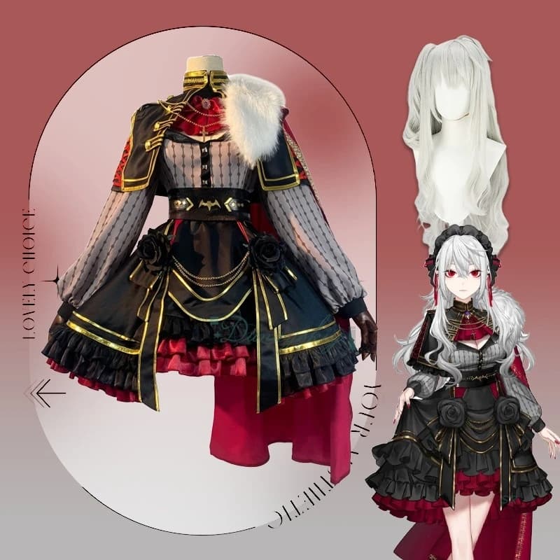Youtuber virtuale Kuzuha Sanya Costume Cosplay Parrucca Vtuber Abito Lolita gotico femminile Mantello per la festa di Halloween Vestito di carnevale