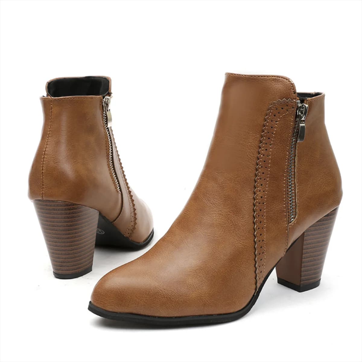 Autumn Collection Women’s Boots Chunky-heeled Outdoor Non-slip Retro Zipped Fashionable Boots Comfortable Casual Women's Shoes