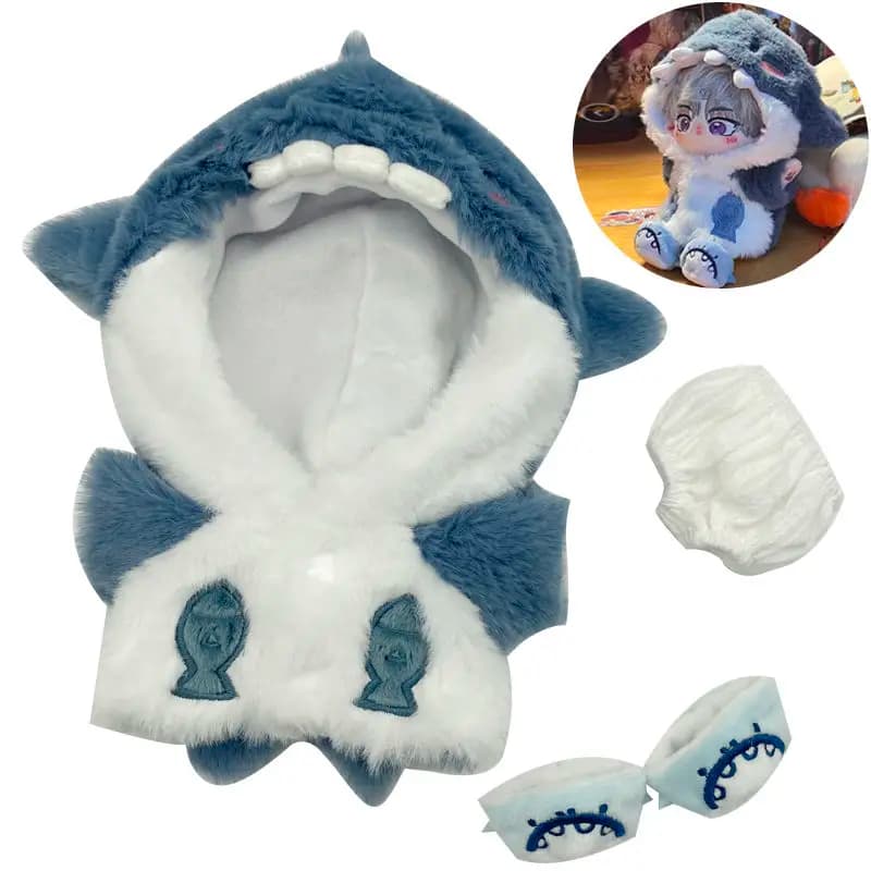 20 centimetri Dress-up Vestiti per le bambole Cotone Peluche Bambola Pigiama Scarpe Abiti Peluche Giocattoli di cotone Squalo Accessori Casa da gioco per bambini Giocattolo