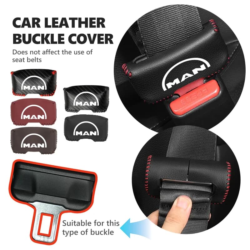 For Man Car Seat Belt Buckle Cover Leather Protector Anti-collision Case TGX TGS TGM TGE eTGX eTGS