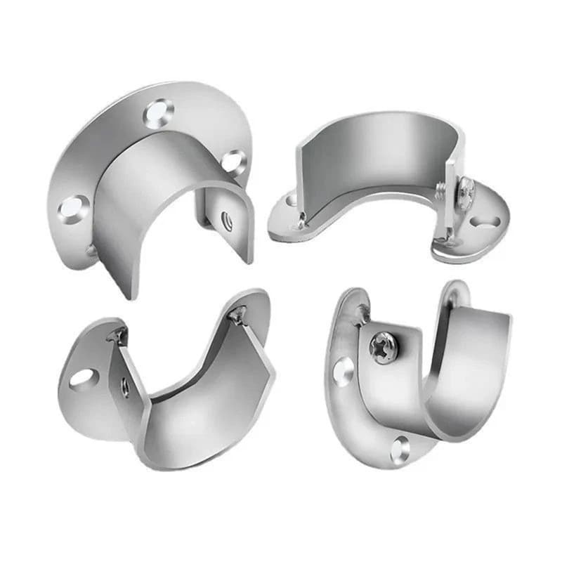 Stainless Steel Curtain Rod Bracket Flange Seat Wardrobe Hanger Tube Support Holder Fixed Base Hardware Installation Accessories