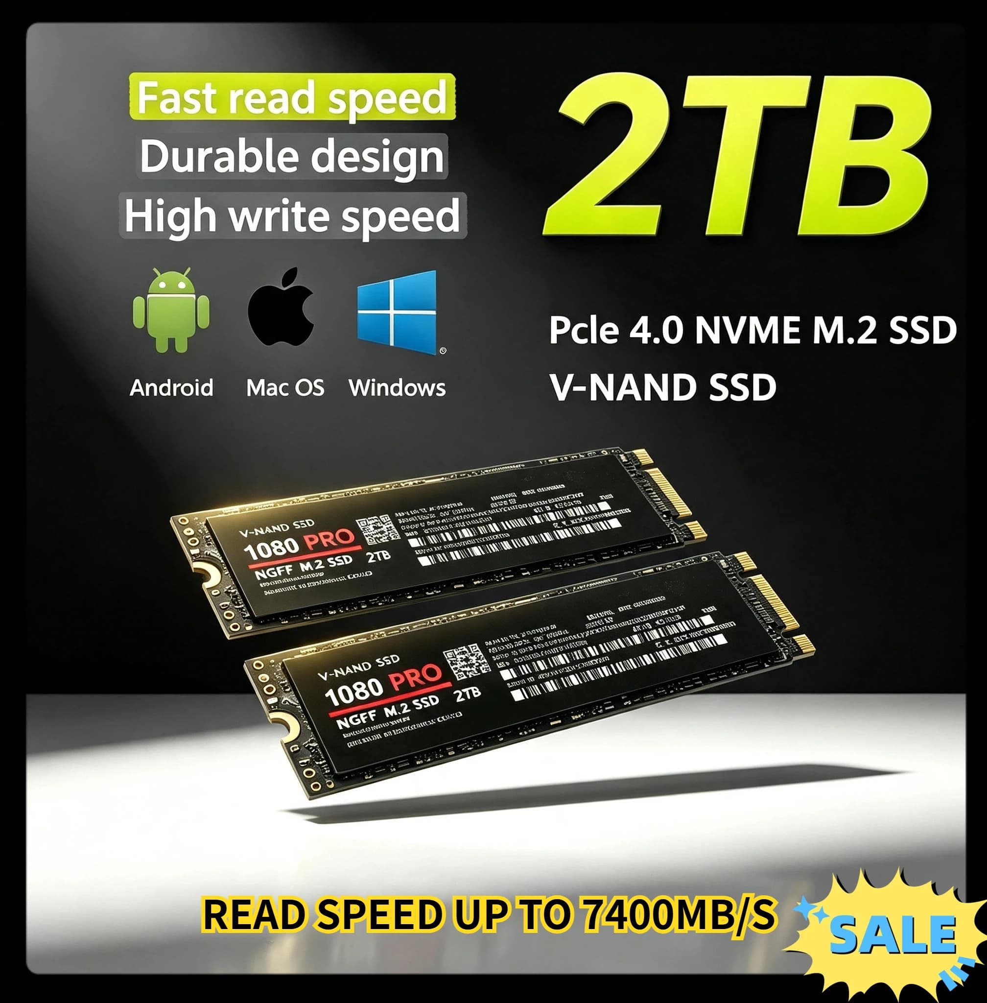 Original New M.2 NGFF NVMe PCIe 4.0 SSD High Speed Gaming Internal Drive Storage Upgrade For PS5 Laptop Desktop PC Pro