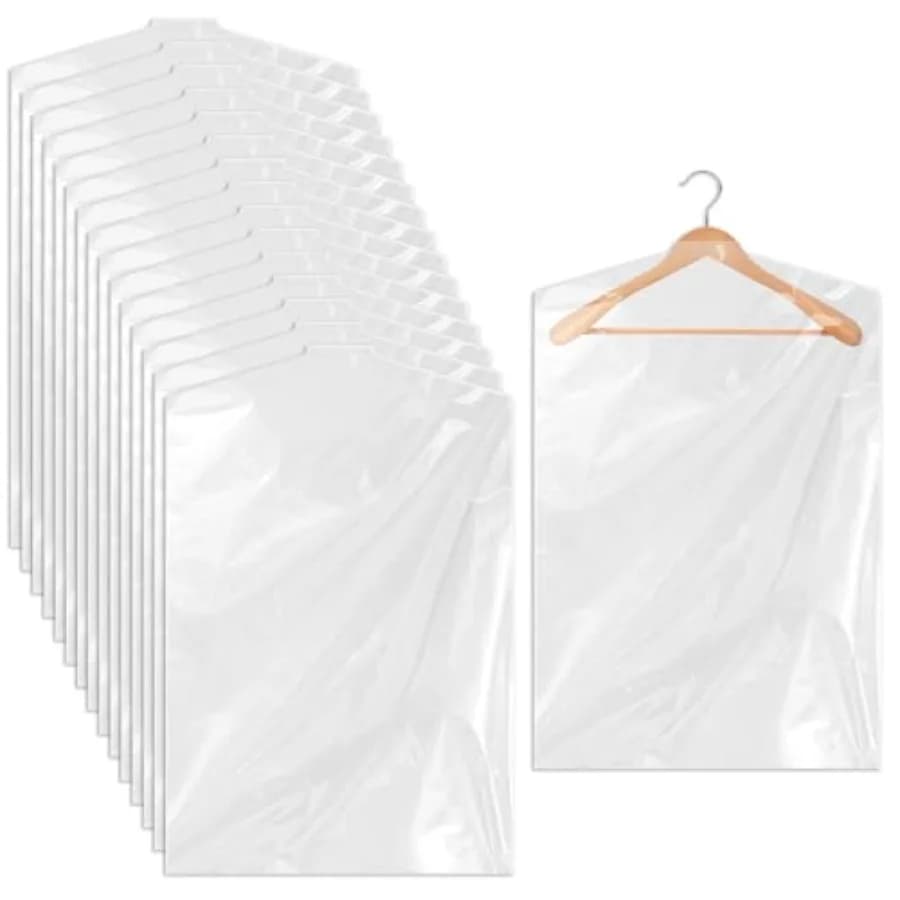 Plastic Garment Bag, 35.5 Inch, 30 PCS Dry Cleaner Bags, Clear Hanging Clothing Covers, For Coat Suit Shirt Jacket Skirt, Laund