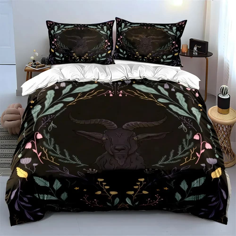 Set di Biancheria da Letto con Design a Forma di Capra, Morbido e Confortevole, Include 1 Copripiumino e 2 Federe, Idea Regalo