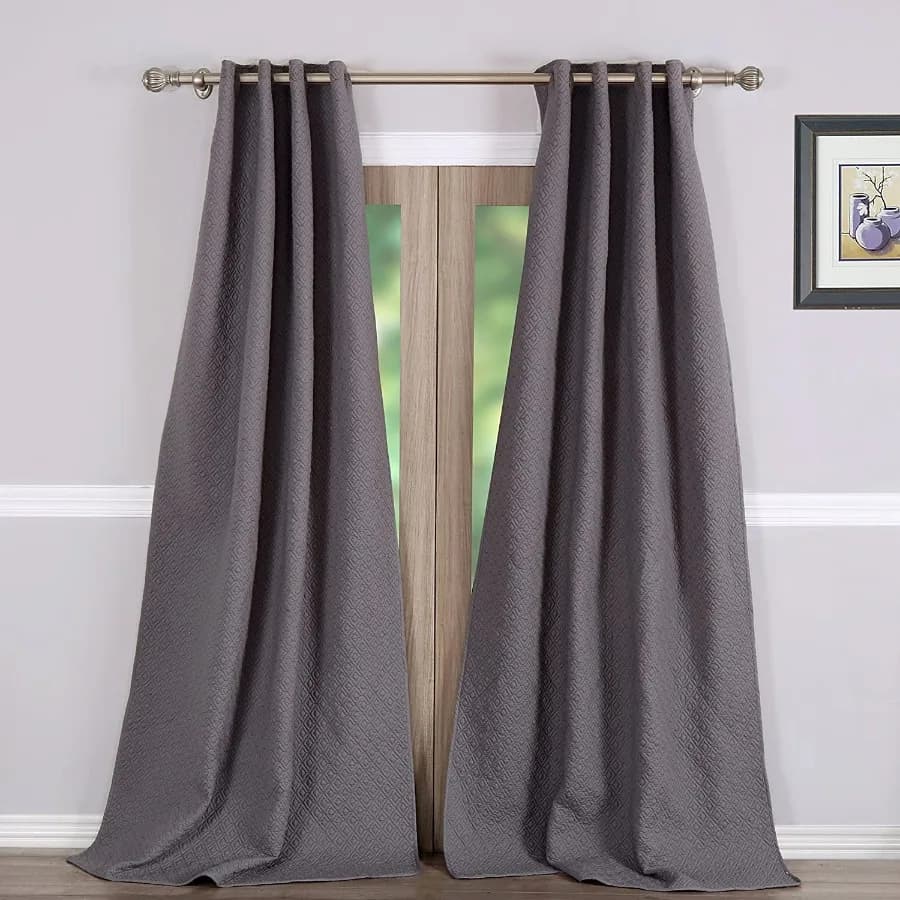 Vashon Solid Color Textured Quilted Rod Pocket Blackout Curtain Panel 17" x 84" 2 Panels