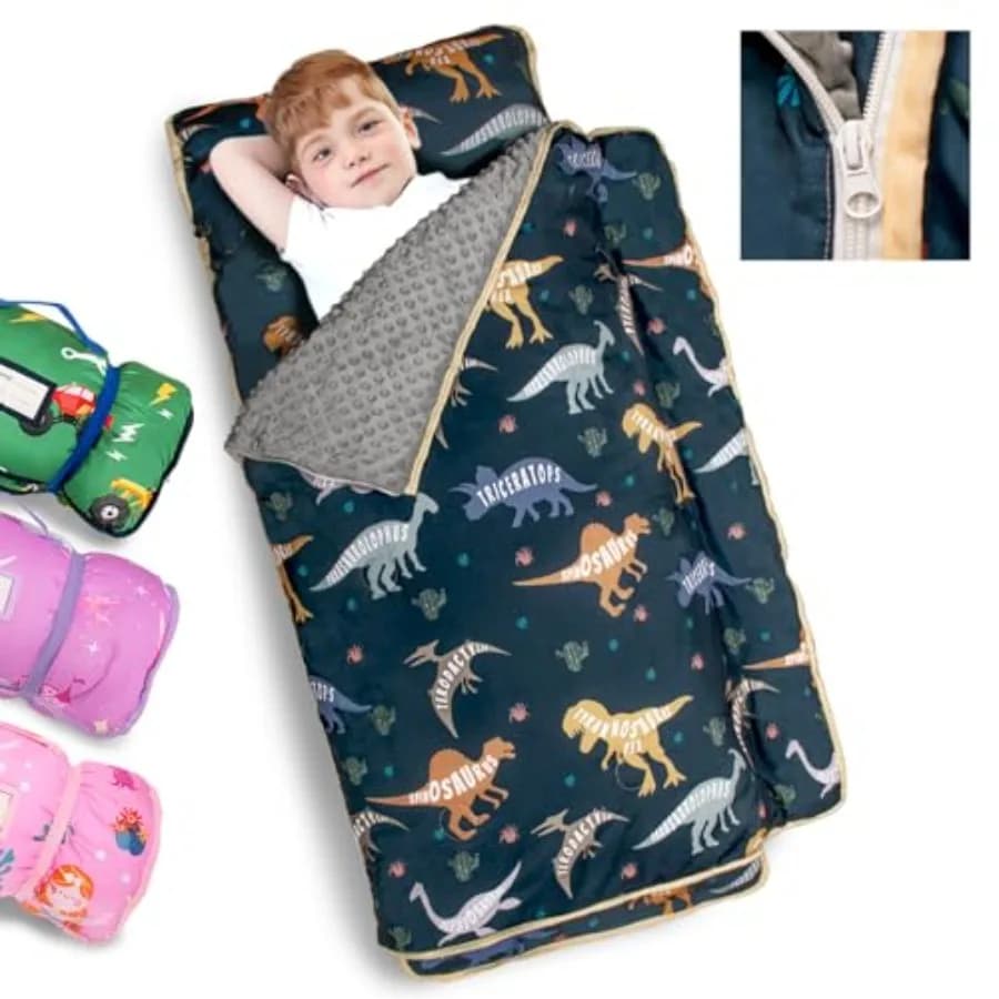 Tappetino per il riposo dei bambini extra large, ispessito, 55''x35'', sacco nanna morbido con coperta in minky staccabile e cuscino, portatile per l'asilo nido