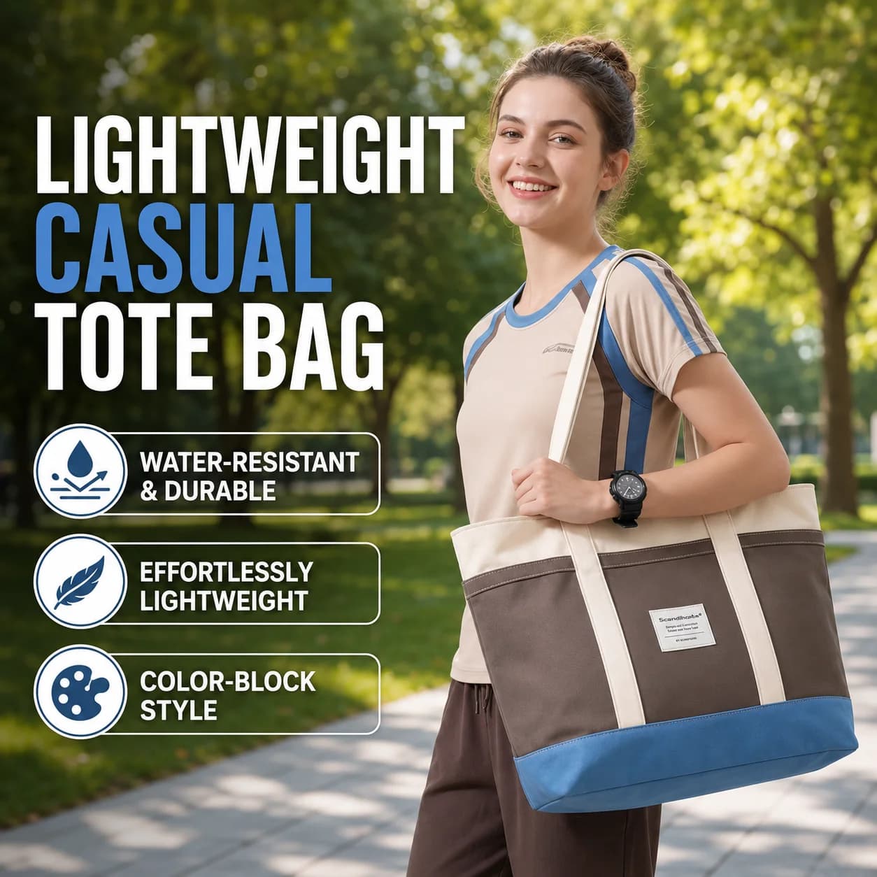 Large Capacity Tote Bag Women 16 Inch Laptop Commuter Handbag 15L Multi-pocket Travel Shoulder Bag Durable Water-Resistant