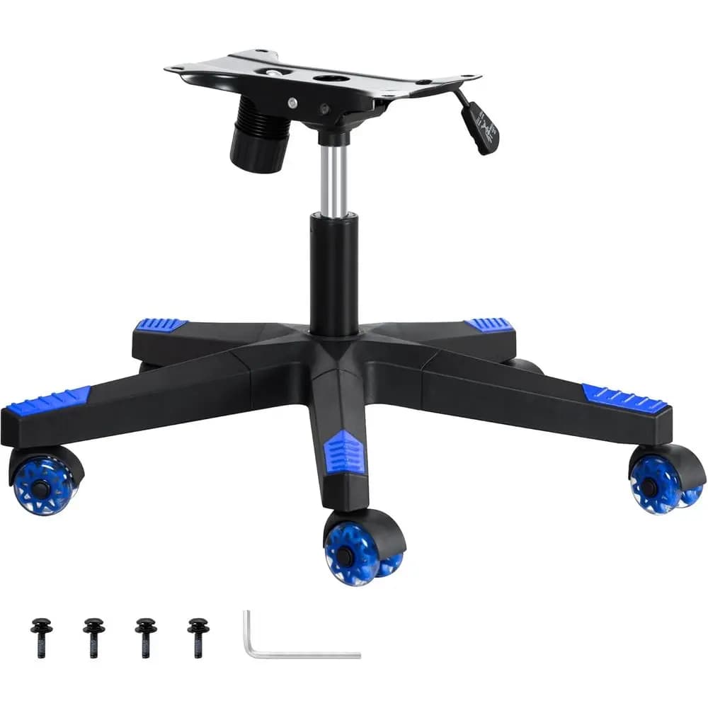 Set Base di Ricambio per Sedia da Gaming con Cilindro a Gas e Ruote Doppie in Gomma Blu