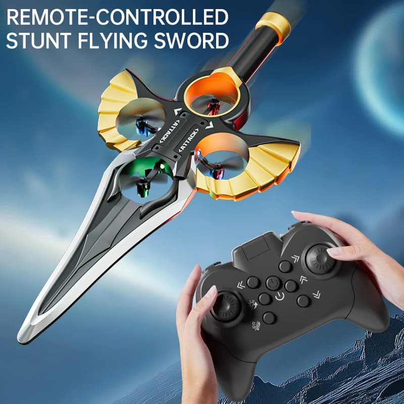 Drone a Forma di Spada Volante con Telecomando, Quadricottero Acrobatico con Luci LED, Rotazione a 360° ° Aereo RC con Funzione Flip, Facile da Controllare per Bambini e Principianti, Giocattolo Unico, Regalo Perfetto per Ragazzi e Ragazze