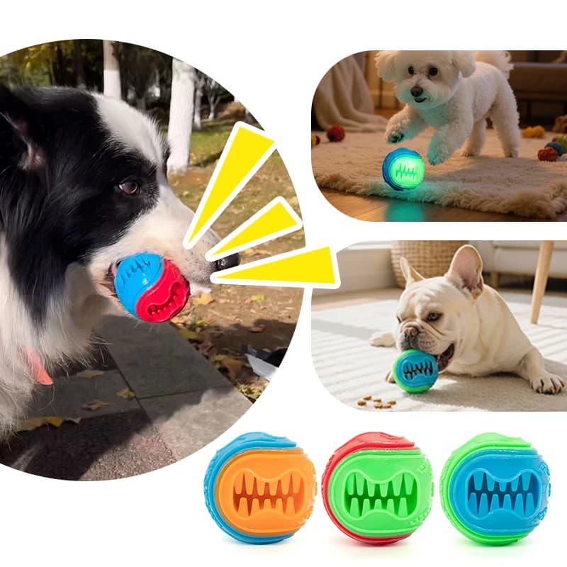 Giocattolo da masticare per cani Palla da cibo che perde per cani Giocattoli morbidi in TPR per la pulizia dei denti dell'animale domestico del cane Resistenza al morso Palla per cani stridulo Giocattolo Forniture per animali domestici