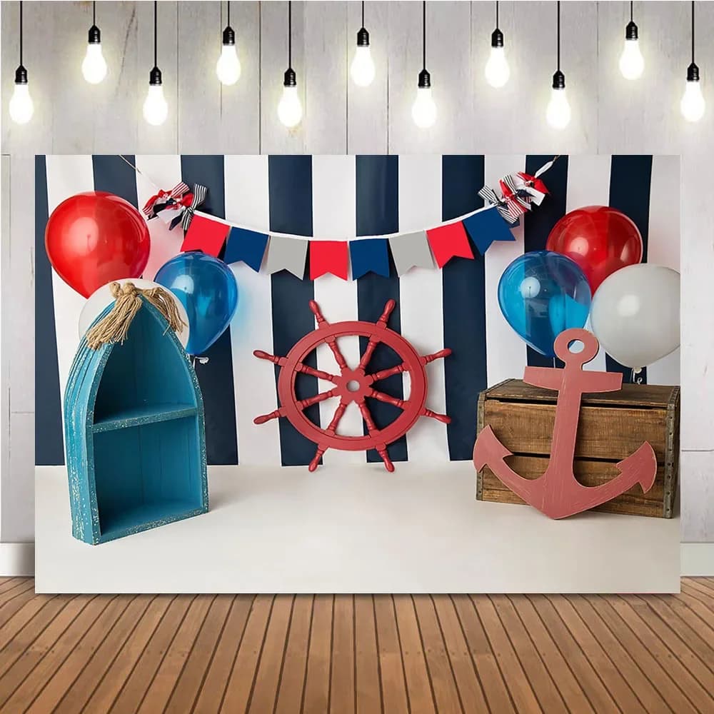 Sfondo per nave da spiaggia per fotografia Rete da pesca al marinaio Ragazzo Neonato Bambini Ritratto Sfondo fotografico Puntelli Decorazione Photocall