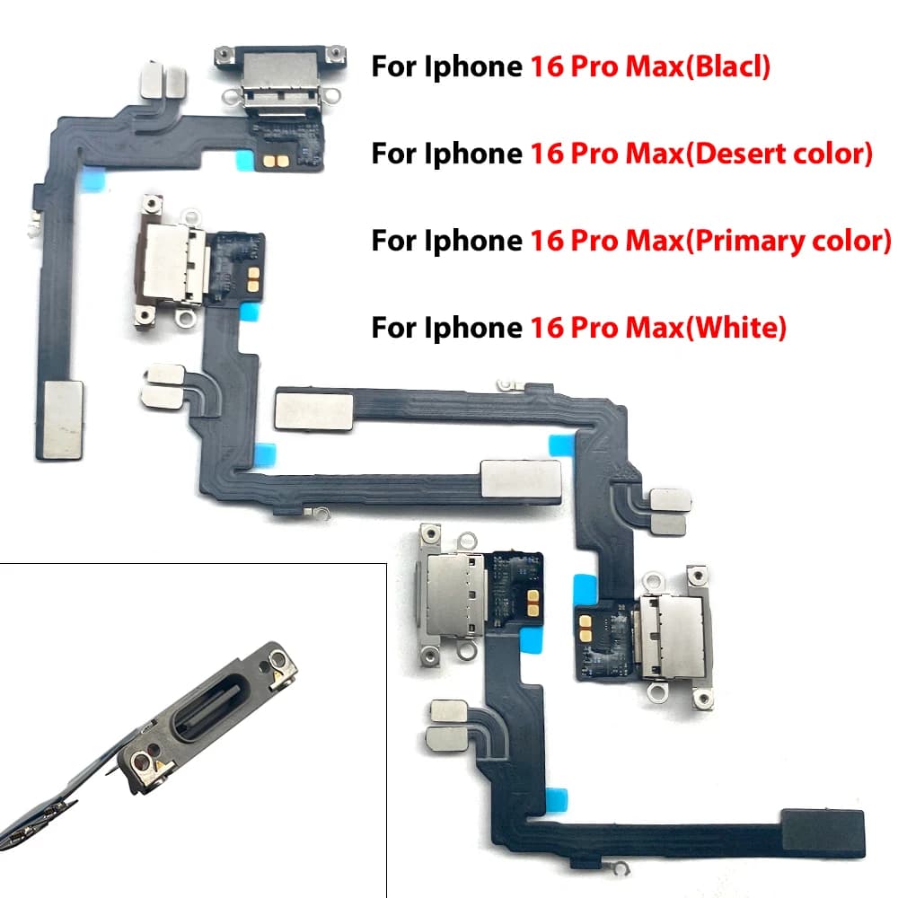 Nuovo per iPhone 16 Pro Max 16 Plus 16 Pro: Scheda di Ricarica USB, Connettore Dock, Cavo Flex con Microfono per Riparazione