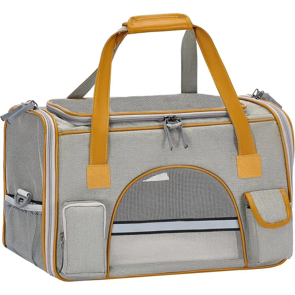 Trasportino di medie dimensioni per gatti, cuccioli e piccoli animali fino a 7 kg, anti-collapsamento, con tasche portaoggetti