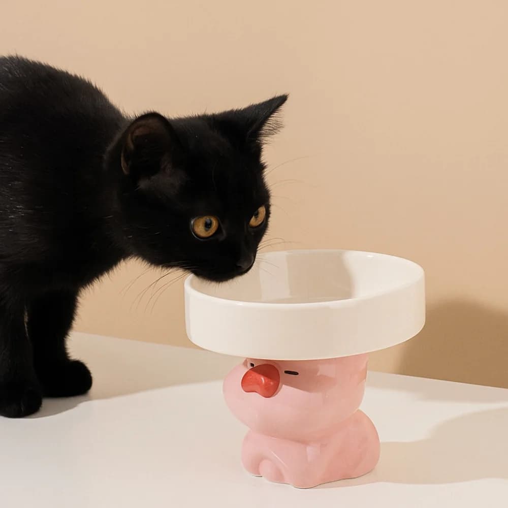 Ceramic Cat Bowl Anti Tipping Large Capacity Dog Food Feeding Basin Non-slip Cute Pet High Foot Bowl Water Container