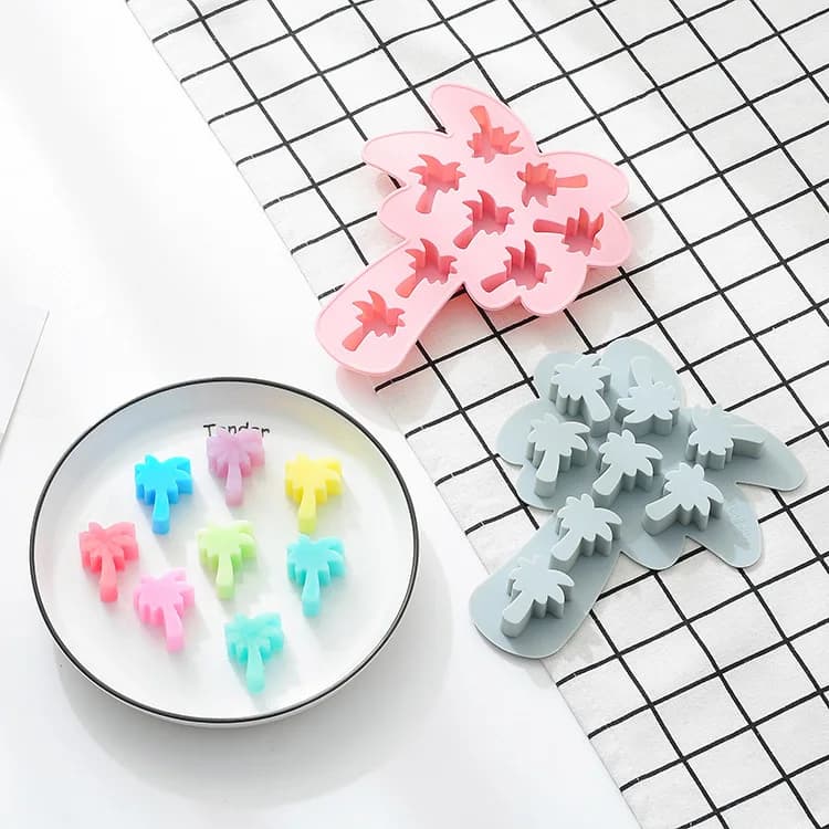 Stampo in silicone a forma di palma, stampo per ghiaccio a forma di foglia d'acero, stampo per ghiaccio a forma di albero di cocco, stampo per torte, stampo per cioccolato fai da te
