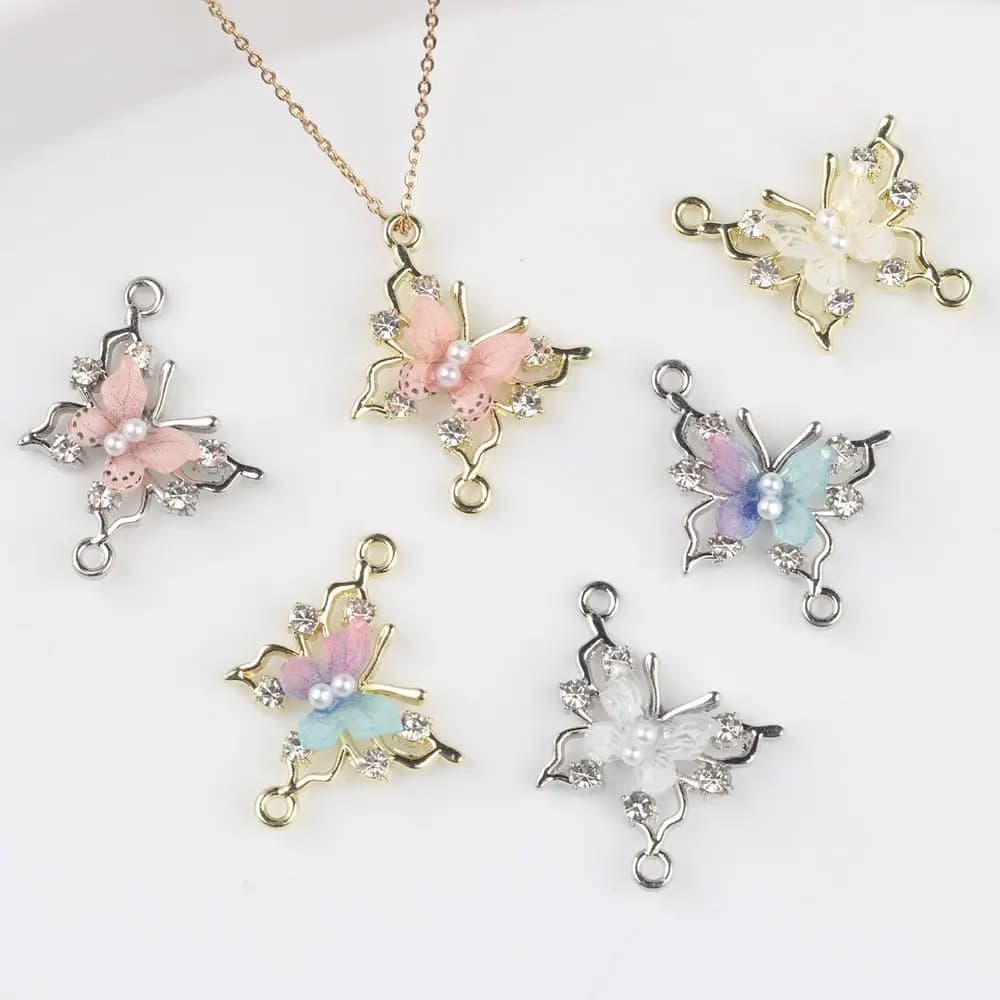 6 pcs/lot 19 MILLIMETRIES In Zinco Alloy Resin Rhinestones Inlaid Arch Connector Pendants And Pendants FAI Necklace by The Bracelet Earrings Accessories