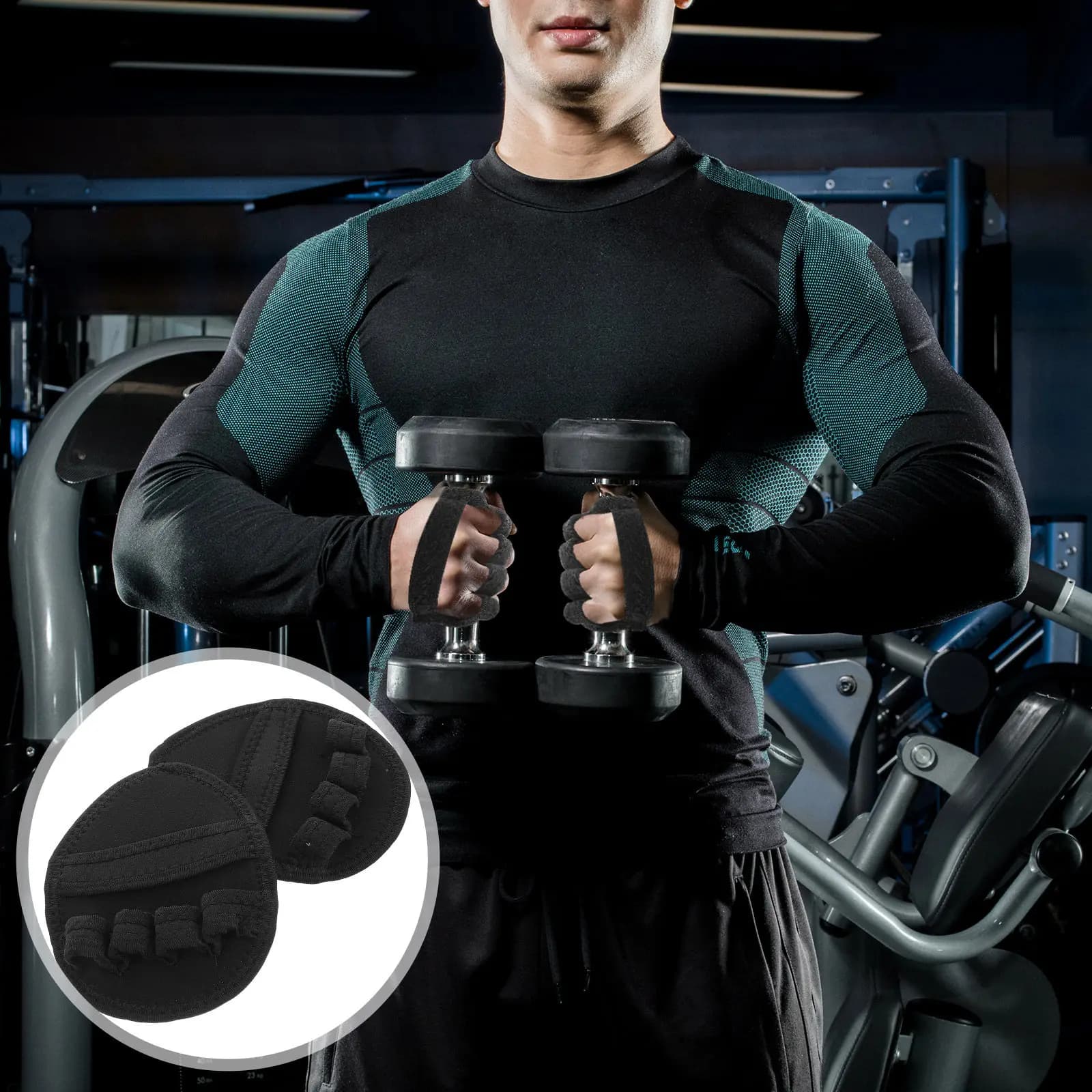 1Pair Fitness Weightlifting Gloves Breathable Anti-Slip Palm Protection Unisex Workout Grip Pads Gym Hand Grips for Strength