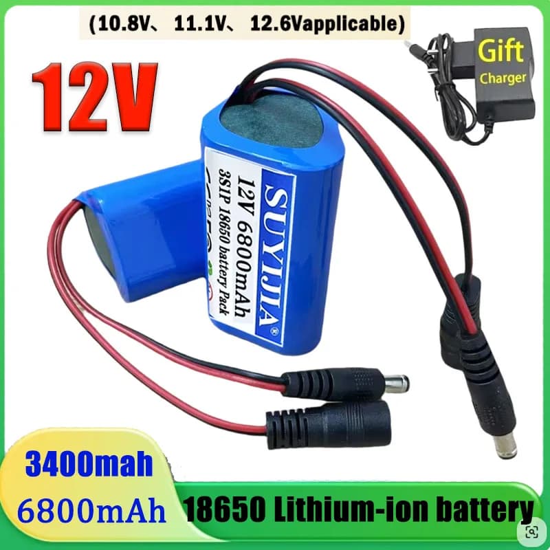 Nuova batteria originale 12V 3S1P 6800mAh 12.6v 11.1v 18650 batteria agli ioni di litio batteria ricaricabile per telecamera CCTV fascia pistola