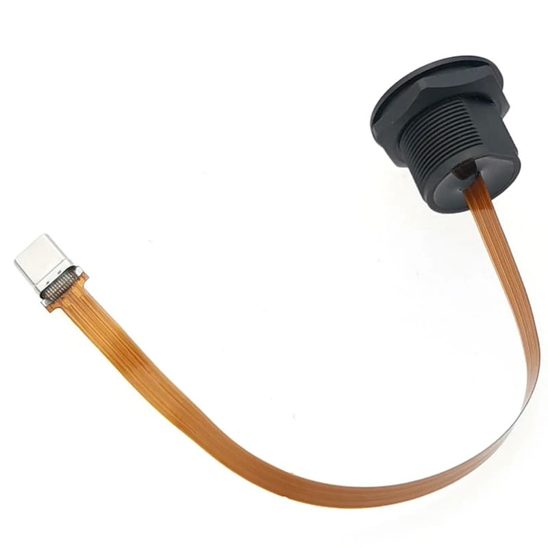 Super Sale Round Panel Mount USB Type C 3.1 Female to Male PFC Flat Cable Industrial Threaded Power Charging Connector 20cm