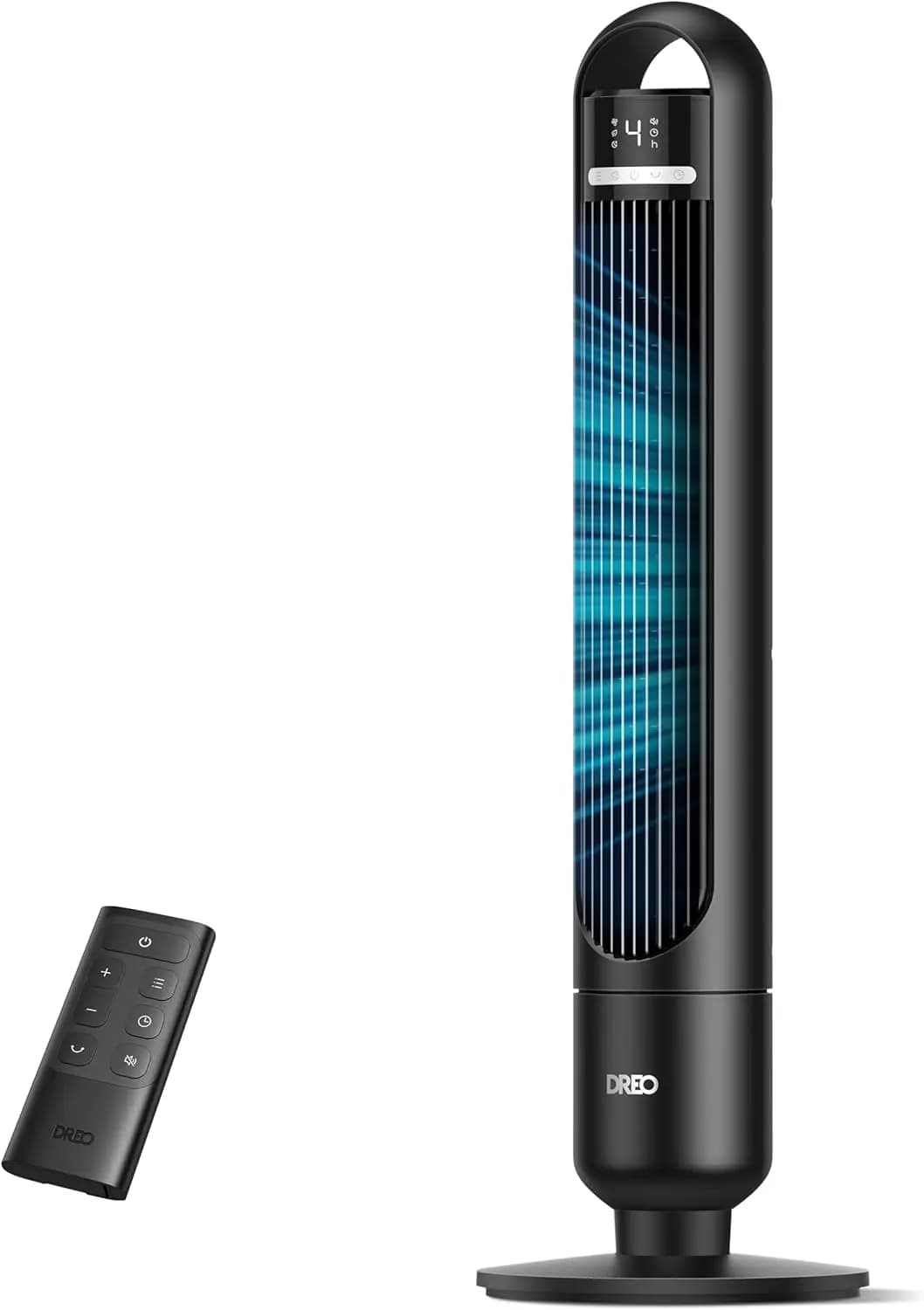 Bedroom tower fan, 90 ° Ground swing fan with 4 speed, 3 mode, silent mode, remote control, black