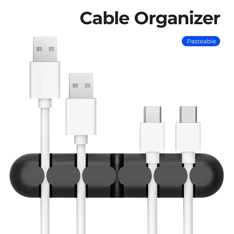 Organizzatore per Cavi USB in Silicone, Avvolgicavo per Mouse, Supporto per Cavi da Ufficio, Clip Flessibile per Gestione Cavi
