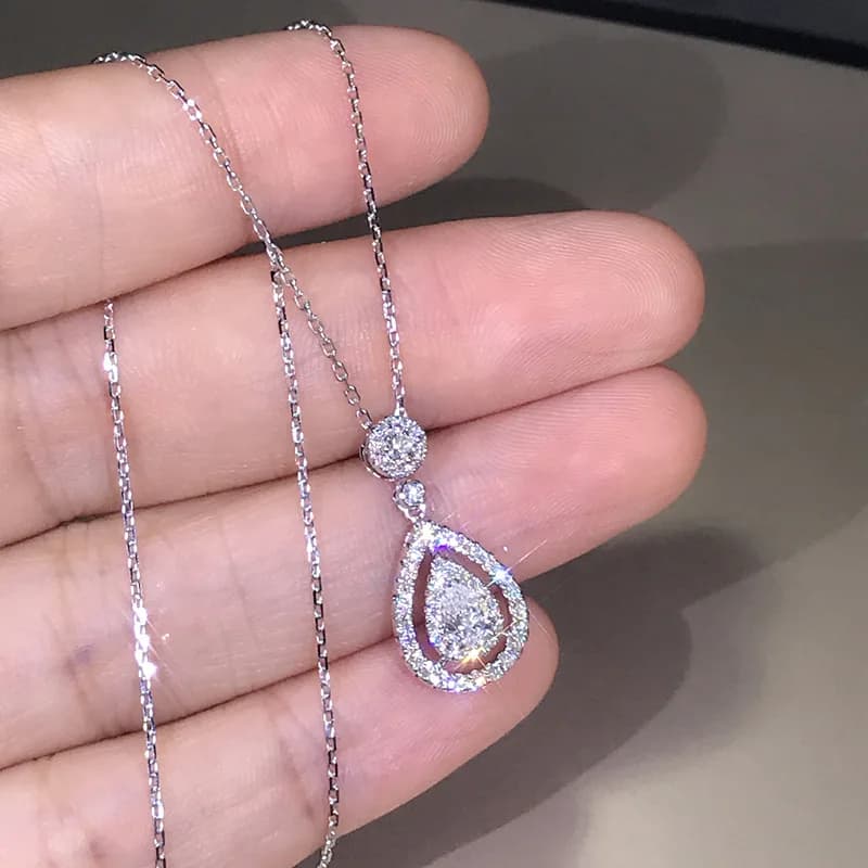 Solid 925 Silver Color Necklace Real Diamond Pendant for Women Wedding Bizuteria Topaz Gemstone Jewelry Pendant S925 Necklaces