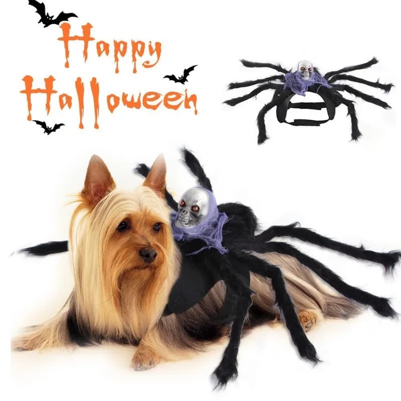 1PCS Halloween Dog Cat Cosplay Costume Plush Fabric Halloween Dog Cat Cosplay Costume Skull Spider Pet Harness Outfit Party