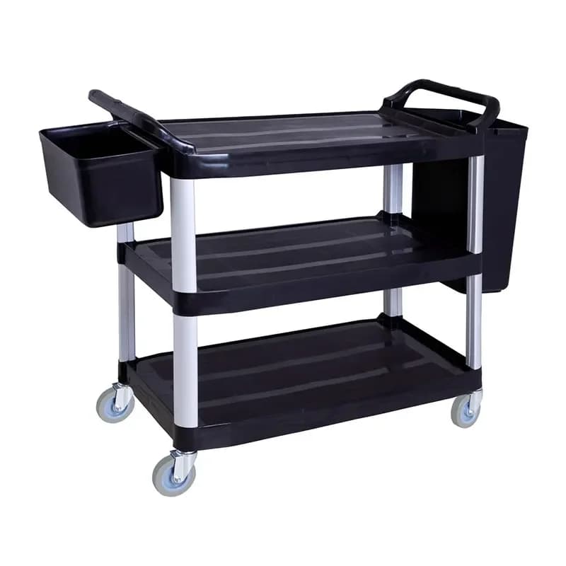 Carrello di Servizio in Plastica per Hotel e Ristoranti con Contenitore per Rifiuti