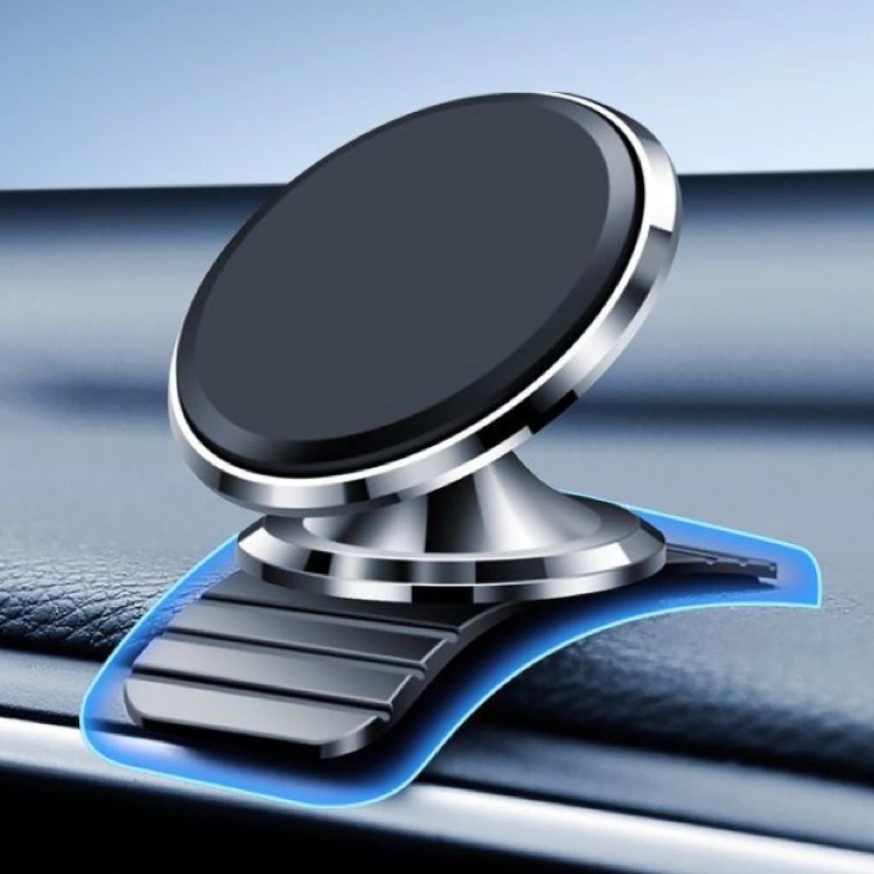Supporto per cellulare per auto con base morbida ad aspirazione magnetica forte 360 ° Aereo ad arco per cruscotto con rotazione universale