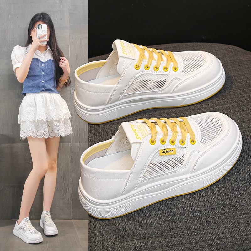spring/summer Fashion New Women Casual Lace-up flat shoes Platform Mesh Breathable Sneakers outdoor Non-slip Walking Shoes