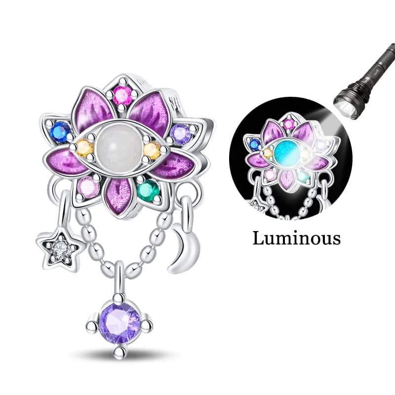 Stylish 925 Sterling Silver Night Light Lotus Flower Dream Catcher Charms Bead Fit Original Bracelet DIY Women Party Jewelry