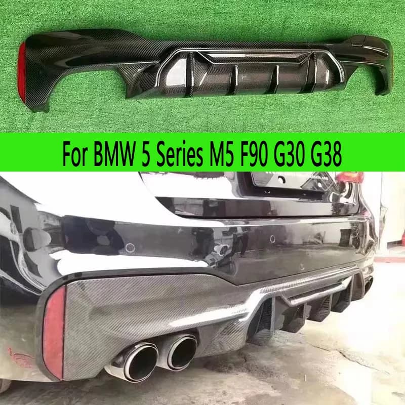 For BMW 5 Series M5 F90 G30 G38 M Sports Carbon Fiber Car Rear Bumper Diffuser Rear Splitters Spoiler Back lip Body Kit