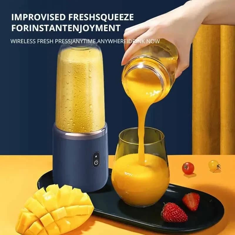Frullatore elettrico portatile da viaggio con 6 lame, USB, per succhi di frutta freschi, frullatore personale, frullatore portatile per smoothie