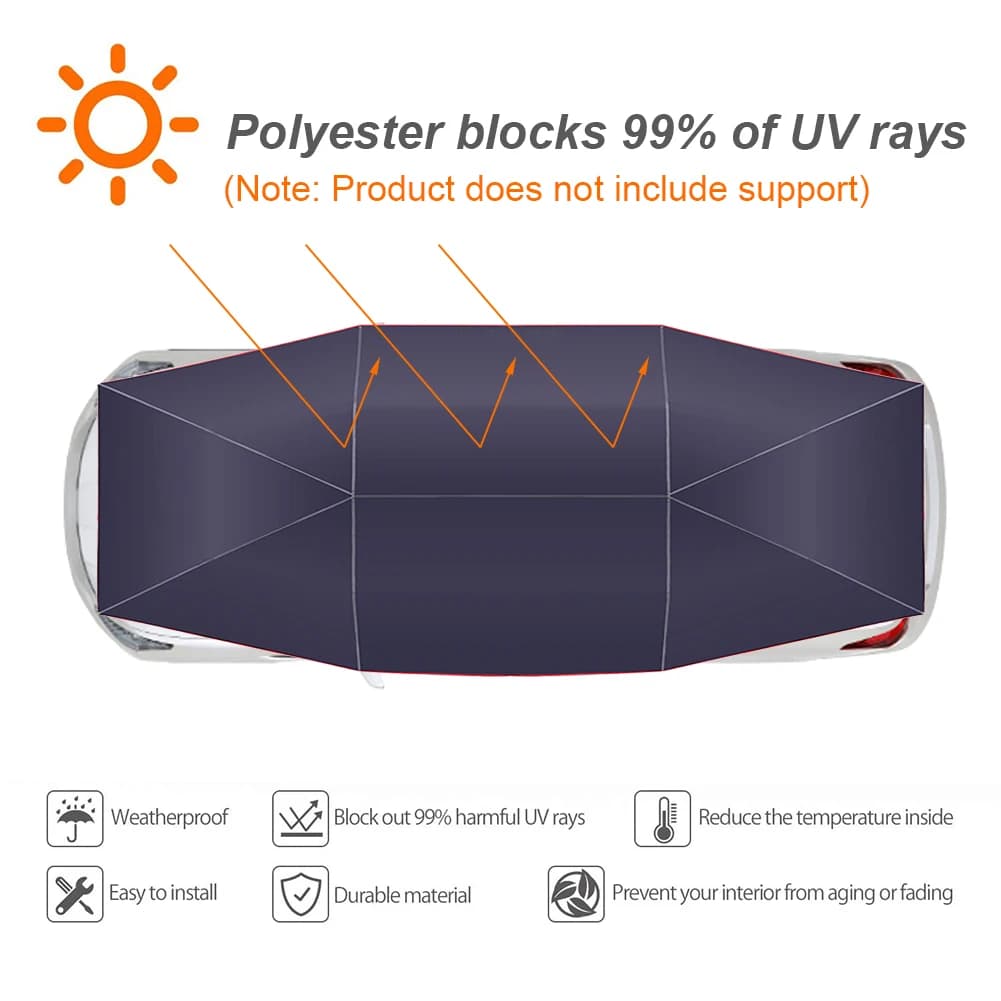 Protezione per tettoia per veicolo Ombrello di protezione per automobile anti-UV Parasole per auto pieghevole portatile per pesca in campeggio all'aperto
