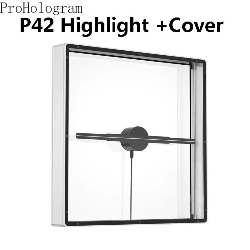 P42 3D ologramma proiettore ventola con coperchio 224 LED Display pubblicitario Logo luce Led Wifi controllo 3D lettore lampada olografica