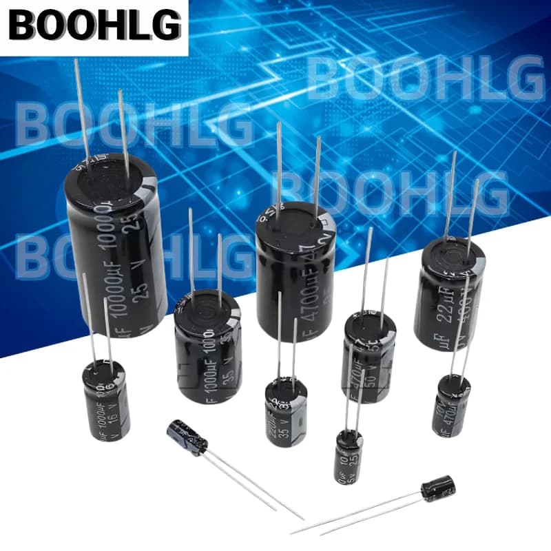 Condensatore Elettrolitico di alluminio 10V 16V 25V 35V 50V 63V 2.2 3.3 4.7 10 22 33 47 100 220 330 470 1000 2200 3300 4700 6800 10000UF