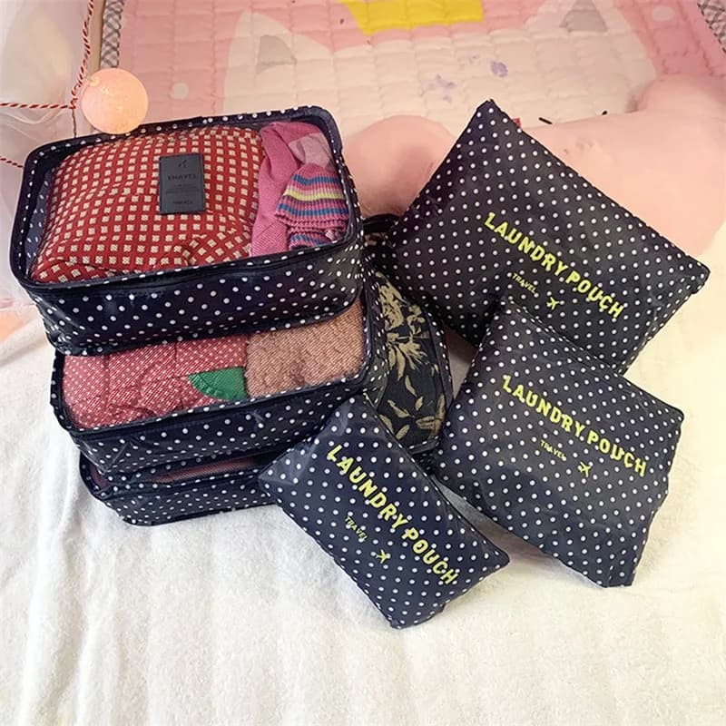 Set di 6 Organizzatori da Viaggio, Cubi per l'Organizzazione del Bagaglio ​ Organizzatori Portatili per Vestiti, Biancheria Intima, Scarpe e Trucchi da Viaggio