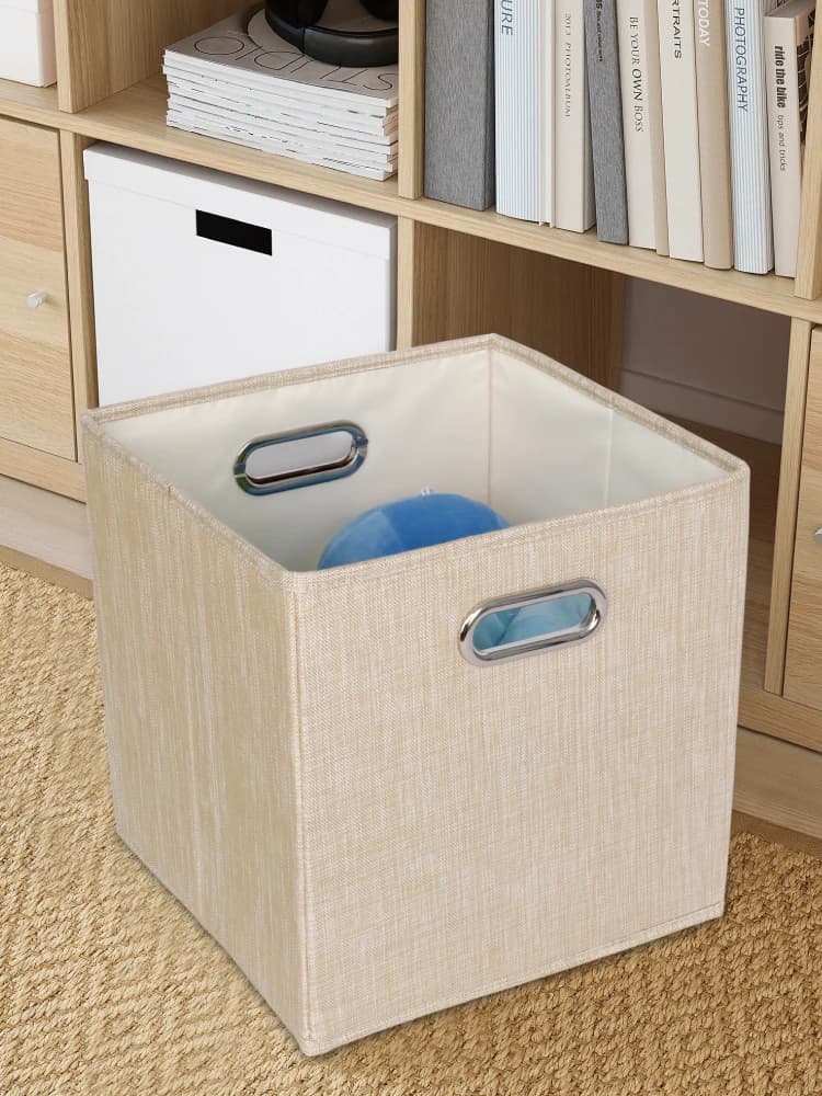 Square Foldable Fabric Drawer Style Storage Box Home Use Organizer Basket Washable Desktop Storage Box for Bedroom And Study