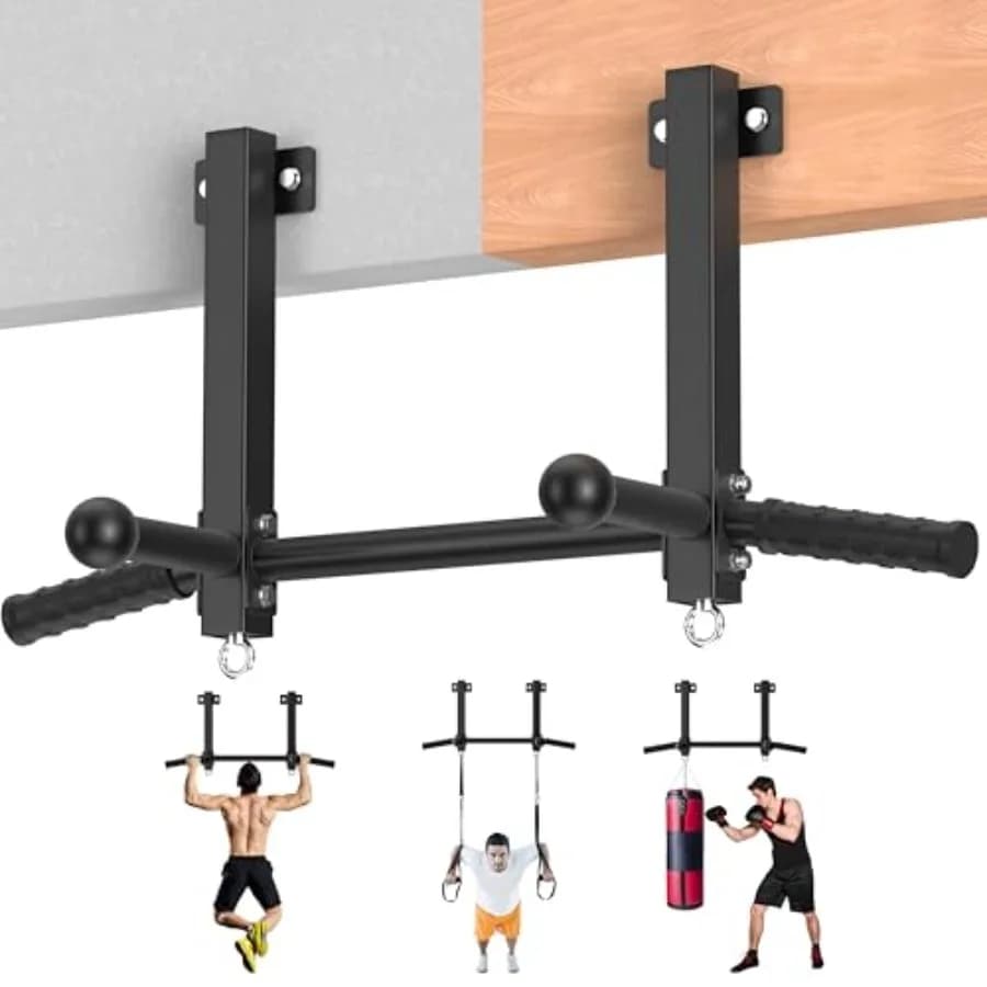 Barra per trazioni montata su trave, 650 libbre, resistente, per allenamento di forza, barra multi-impugnatura per trazioni e chin-up, per palestra domestica, garage, seminterrato